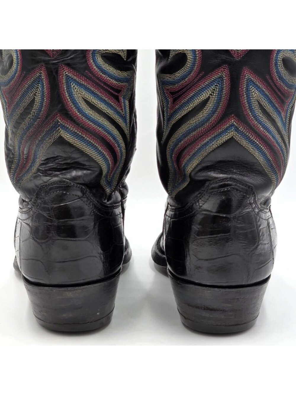 Vintage Justin Exotic Black Alligator Belly Cowboy Western Boots Mens size 9.5D - Picture 7 of 16